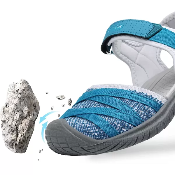 imageGRITION Hiking Sandals Women Comfortable Closed Toe Lightweight Outdoor Athtletic Sports Sandals Adjustable Breathable Waterproof For Beach SummerSmoky Blue