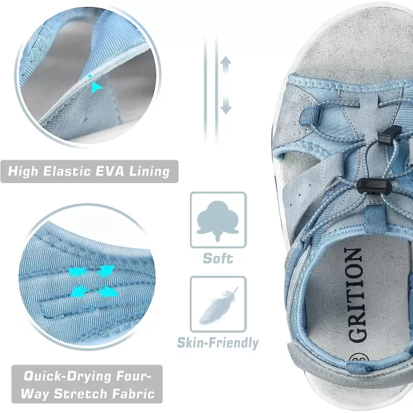 imageGRITION Hiking Sandals for Women Comfortable Summer Sports Walking Sandals with Soft Footbed Lightweight Quick Dry Adjustable Athletic Beach Water Sandals OutdoorBlue