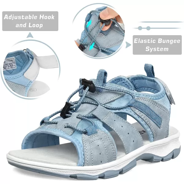 imageGRITION Hiking Sandals for Women Comfortable Summer Sports Walking Sandals with Soft Footbed Lightweight Quick Dry Adjustable Athletic Beach Water Sandals OutdoorBlue