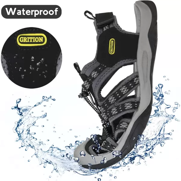 imageGRITION Mens Closed Toe Hiking Sandals Outdoor Waterproof Fisherman Athletic Water Sandals for Trekking Walking Sandals Summer BeachBlack