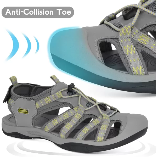 imageGRITION Mens Closed Toe Hiking Sandals Outdoor Waterproof Fisherman Athletic Water Sandals for Trekking Walking Sandals Summer BeachGrey