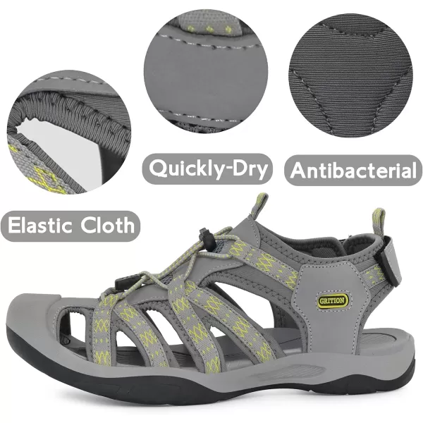 imageGRITION Mens Closed Toe Hiking Sandals Outdoor Waterproof Fisherman Athletic Water Sandals for Trekking Walking Sandals Summer BeachGrey