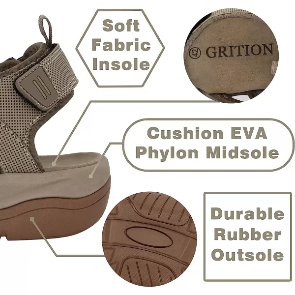 imageGRITION Mens Closed Toe Sandals Outdoor Hiking Sport Water Shoes Waterproof Athletic Comfortable Beach Walking Sandal Fisherman SummerBeige