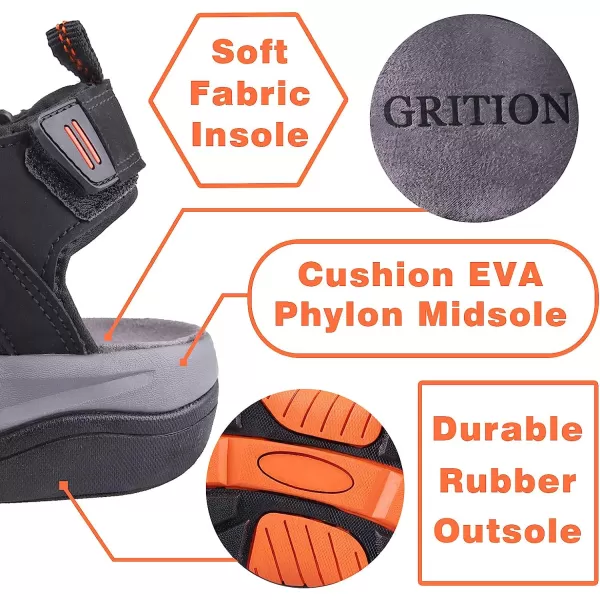imageGRITION Mens Closed Toe Sandals Outdoor Hiking Sport Water Shoes Waterproof Athletic Comfortable Beach Walking Sandal Fisherman SummerBlack