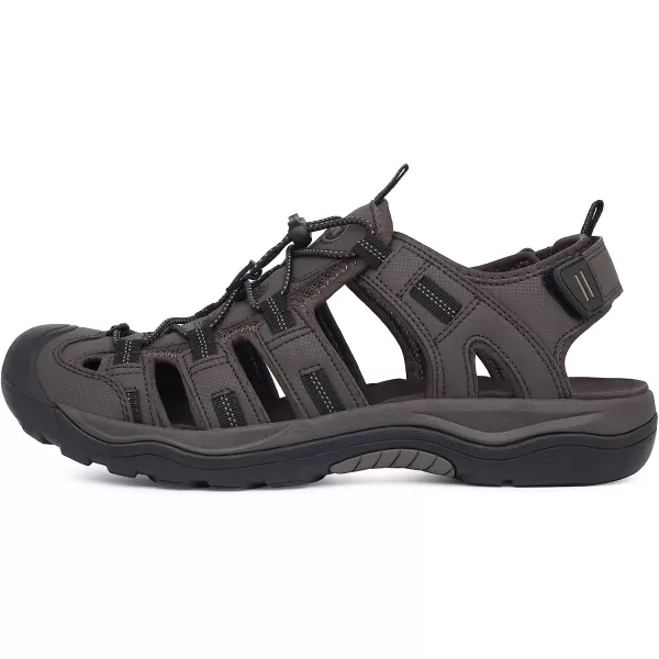 imageGRITION Mens Closed Toe Sandals Outdoor Hiking Sport Water Shoes Waterproof Athletic Comfortable Beach Walking Sandal Fisherman SummerBrown 02
