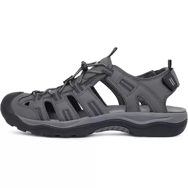 imageGRITION Mens Closed Toe Sandals Outdoor Hiking Sport Water Shoes Waterproof Athletic Comfortable Beach Walking Sandal Fisherman SummerGrey 01