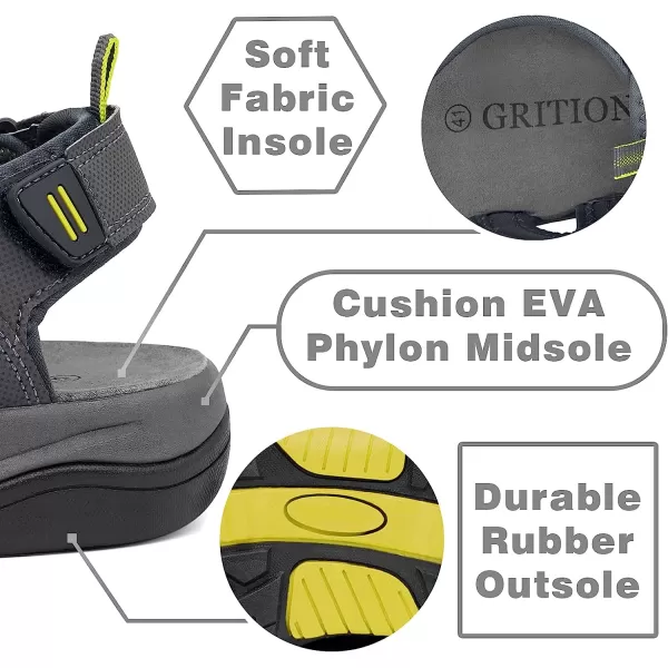 imageGRITION Mens Closed Toe Sandals Outdoor Hiking Sport Water Shoes Waterproof Athletic Comfortable Beach Walking Sandal Fisherman SummerGrey Yellow