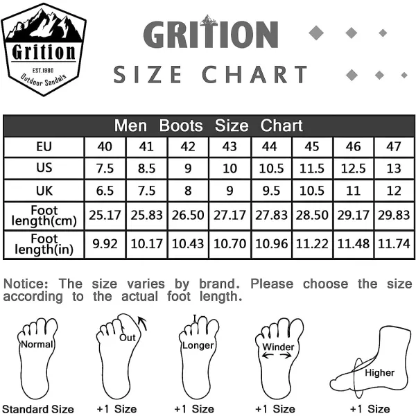 imageGRITION Mens Hiking Boots Waterproof Lightweight Ankle High Walking Boots Lace Up Non Slip Breathable Comfort Trekking Travelling Outdoor Shoes WinterBlack