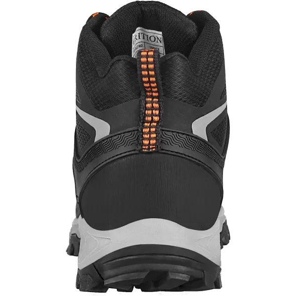 imageGRITION Mens Hiking Boots Waterproof Mid Ankle Work Snow Boots for Men Black Shoes for Backpacking Trekking Outdoor Mountaineering and moreBlackWhite