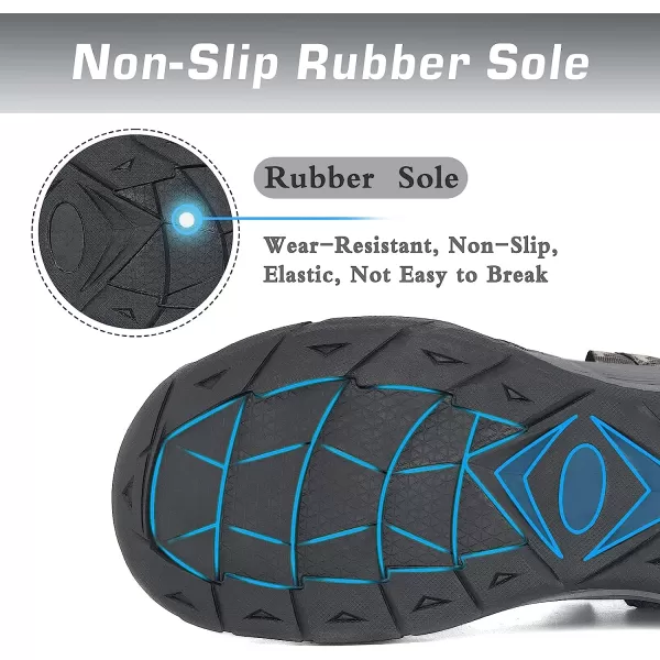 imageGRITION Mens Outdoor Hiking Sandals Protective Topcap Water Shoes Athlatic Sport Walking Sandals Waterproof Quick Dry for Fisherman BeachGrey