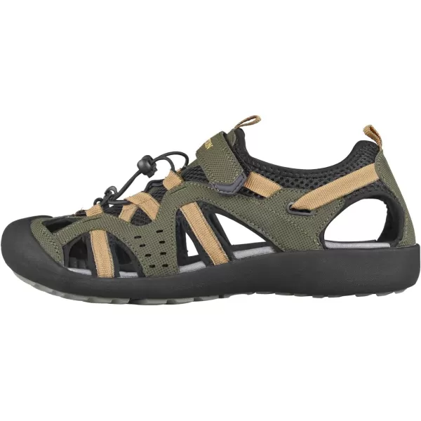 imageGRITION Mens Outdoor Hiking Sandals Summer Beach Closed Toe Water Sandal Waterproof Comfortable Fisherman Adventures Sport Athletic Walking Traveling Shoes SandlesKhaki
