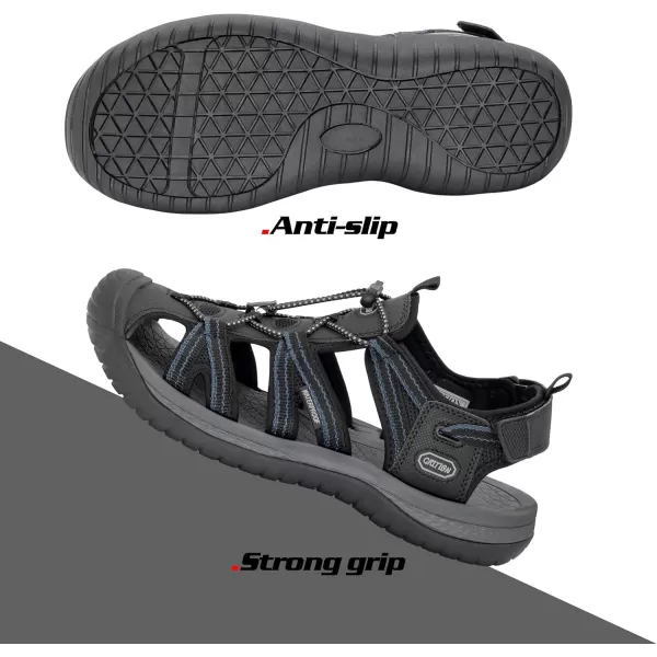 imageGRITION Mens Outdoor Hiking Sandals Summer Beach Closed Toe Water Sandal Waterproof Comfortable Fisherman Adventures Sport Athletic Walking Traveling Shoes SandlesBlack Mens Closed Toe Sandals