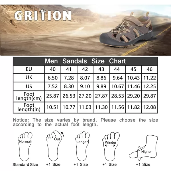 imageGRITION Mens Outdoor Hiking Sandals Summer Beach Closed Toe Water Sandal Waterproof Comfortable Fisherman Adventures Sport Athletic Walking Traveling Shoes SandlesBlack