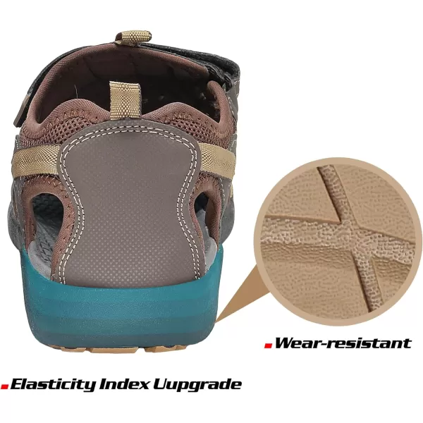imageGRITION Mens Outdoor Hiking Sandals Summer Beach Closed Toe Water Sandal Waterproof Comfortable Fisherman Adventures Sport Athletic Walking Traveling Shoes SandlesBrown