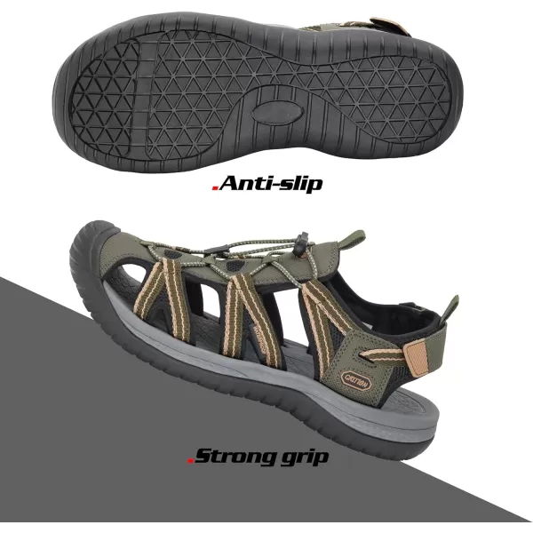 imageGRITION Mens Outdoor Hiking Sandals Summer Beach Closed Toe Water Sandal Waterproof Comfortable Fisherman Adventures Sport Athletic Walking Traveling Shoes SandlesGreen Mens Closed Toe Sandals