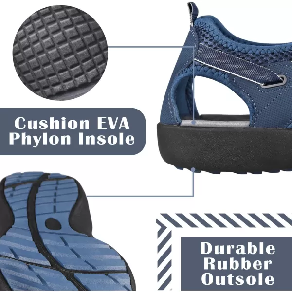 imageGRITION Mens Outdoor Hiking Sandals Summer Beach Closed Toe Water Sandal Waterproof Comfortable Fisherman Adventures Sport Athletic Walking Traveling Shoes SandlesNavy