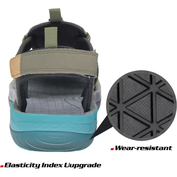 imageGRITION Mens Outdoor Hiking Sandals Summer Beach Closed Toe Water Sandal Waterproof Comfortable Fisherman Adventures Sport Athletic Walking Traveling Shoes SandlesGreen Mens Closed Toe Sandals