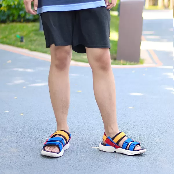 imageGRITION Mens Outdoor Summer Sandals Fashion Lightweight Walking Sandals For Men Chunky Sports Sandals CasualBlue