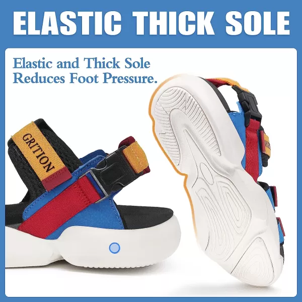 imageGRITION Mens Outdoor Summer Sandals Fashion Lightweight Walking Sandals For Men Chunky Sports Sandals CasualBlue