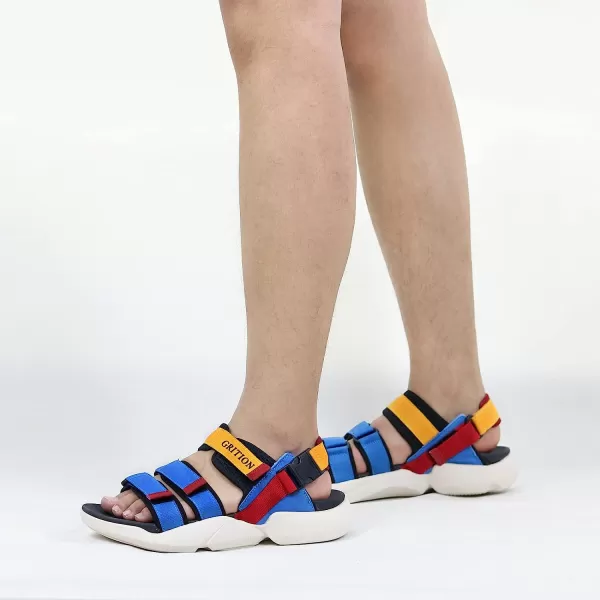 imageGRITION Mens Outdoor Summer Sandals Fashion Lightweight Walking Sandals For Men Chunky Sports Sandals CasualBlue