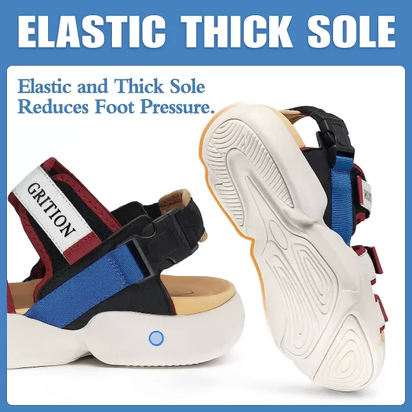 imageGRITION Mens Outdoor Summer Sandals Fashion Lightweight Walking Sandals For Men Chunky Sports Sandals CasualWhite