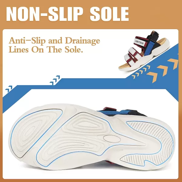 imageGRITION Mens Outdoor Summer Sandals Fashion Lightweight Walking Sandals For Men Chunky Sports Sandals CasualWhite