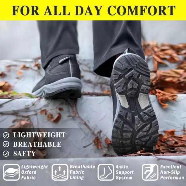 imageGRITION Mens Waterproof Hiking Shoe Low Height Walking Comfortable Trekking Shoes Lightweight Anti Slip Outdoor Breathable BlackBlack