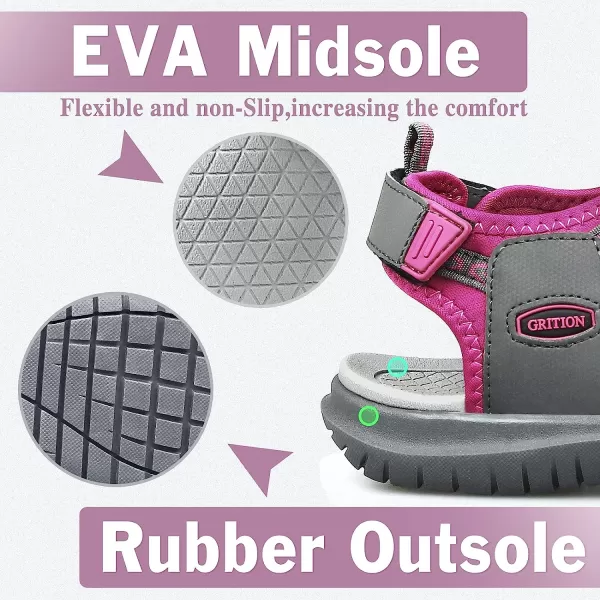 imageGRITION Women Closed Toe Walking Sandals Comfortable Athletic Hiking Sandals Outdoor Trekking Sandals Lightweight Summer Water Sandals NonSlipGreypink