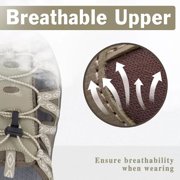 imageGRITION Women Closed Toe Walking Sandals Comfortable Athletic Hiking Sandals Outdoor Trekking Sandals Lightweight Summer Water Sandals NonSlipStone