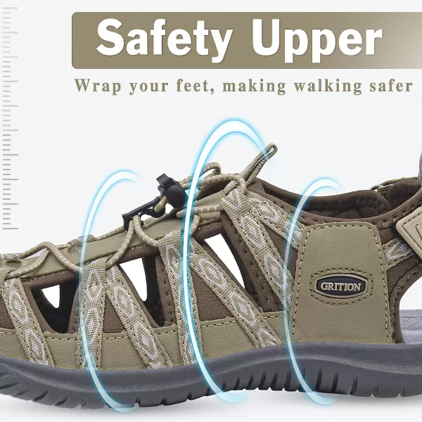 imageGRITION Women Closed Toe Walking Sandals Comfortable Athletic Hiking Sandals Outdoor Trekking Sandals Lightweight Summer Water Sandals NonSlipStone