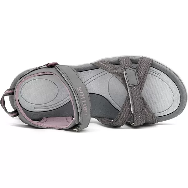 imageGRITION Women Hiking Sandals Comfortable Walking Sport Sandals Summer Open Toe Athletic Sports Shoes Waterproof Lightweight For Travelling Outdoor Trekking BeachDark Grey