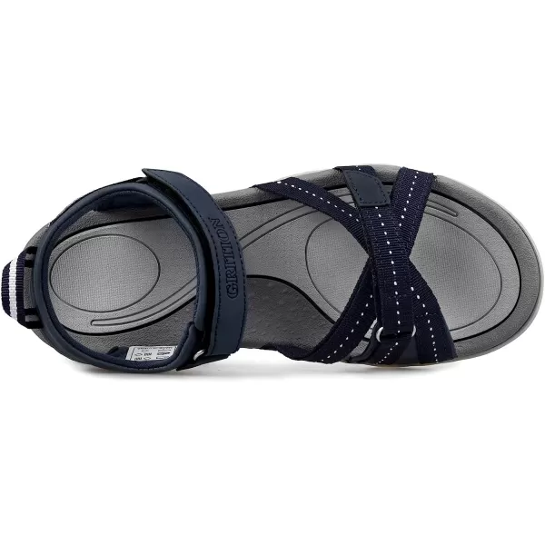 imageGRITION Women Hiking Sandals Comfortable Walking Sport Sandals Summer Open Toe Athletic Sports Shoes Waterproof Lightweight For Travelling Outdoor Trekking BeachNavy