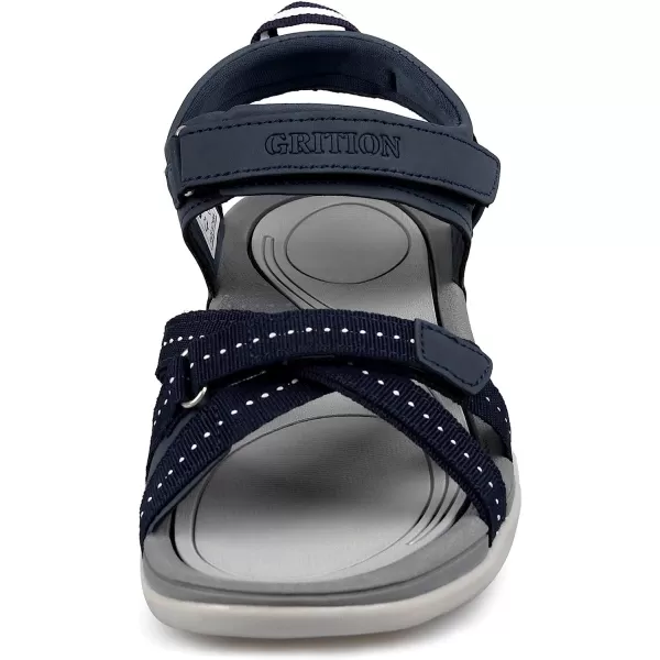 imageGRITION Women Hiking Sandals Comfortable Walking Sport Sandals Summer Open Toe Athletic Sports Shoes Waterproof Lightweight For Travelling Outdoor Trekking BeachNavy