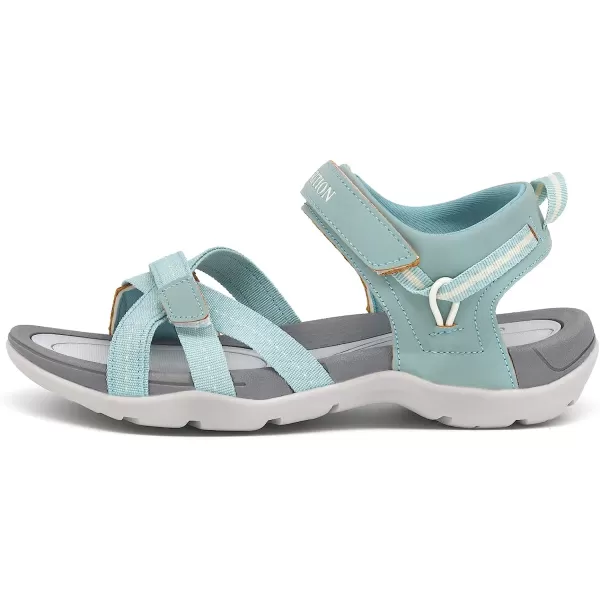 imageGRITION Women Hiking Sandals Comfortable Walking Sport Sandals Summer Open Toe Athletic Sports Shoes Waterproof Lightweight For Travelling Outdoor Trekking BeachLight Blue