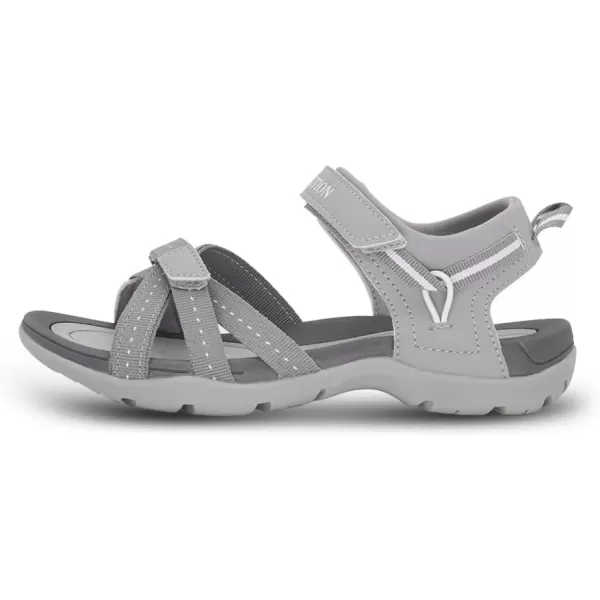 imageGRITION Women Hiking Sandals Comfortable Walking Sport Sandals Summer Open Toe Athletic Sports Shoes Waterproof Lightweight For Travelling Outdoor Trekking BeachGrey