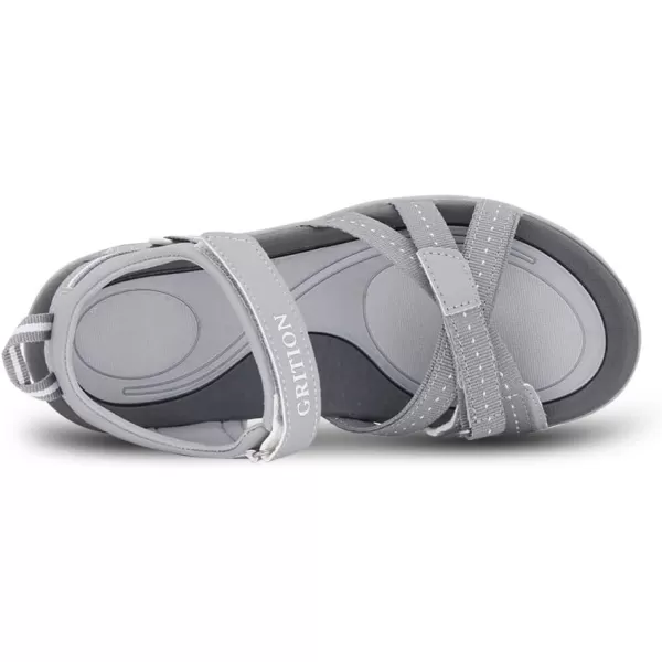 imageGRITION Women Hiking Sandals Comfortable Walking Sport Sandals Summer Open Toe Athletic Sports Shoes Waterproof Lightweight For Travelling Outdoor Trekking BeachGrey