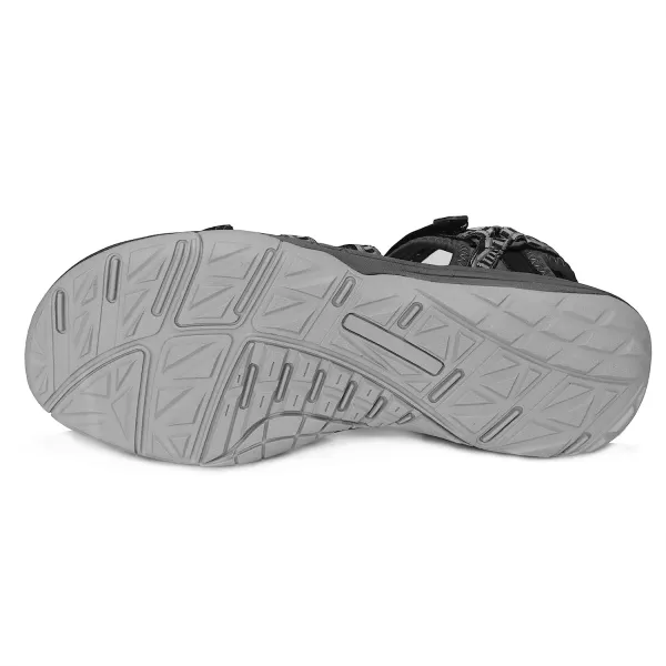 imageGRITION Women Hiking Sandals Wide Outdoor Girl Sport Summer Flat Beach Water Shoes Open Toe Adjustable Walking ShoesBlackGrey