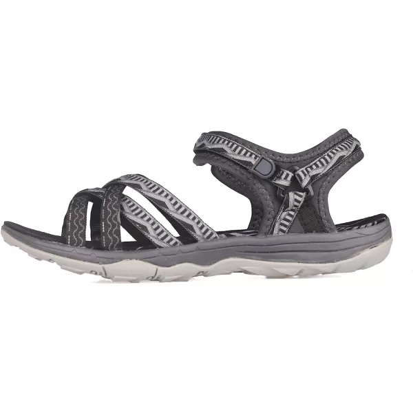 imageGRITION Women Hiking Sandals Wide Outdoor Girl Sport Summer Flat Beach Water Shoes Open Toe Adjustable Walking ShoesBlackGrey