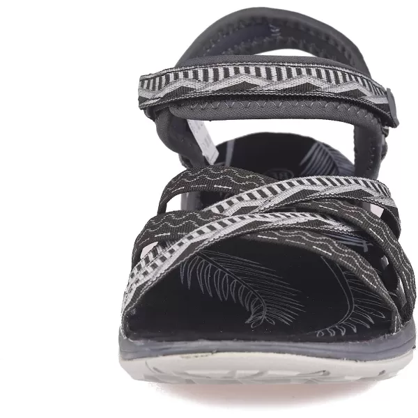 imageGRITION Women Hiking Sandals Wide Outdoor Girl Sport Summer Flat Beach Water Shoes Open Toe Adjustable Walking ShoesBlackGrey