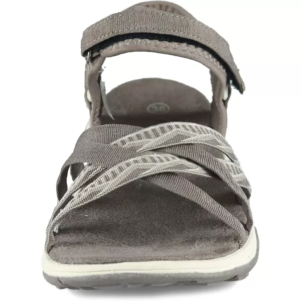 imageGRITION Women Hiking Sandals Wide Outdoor Girl Sport Summer Flat Beach Water Shoes Open Toe Adjustable Walking ShoesBrown