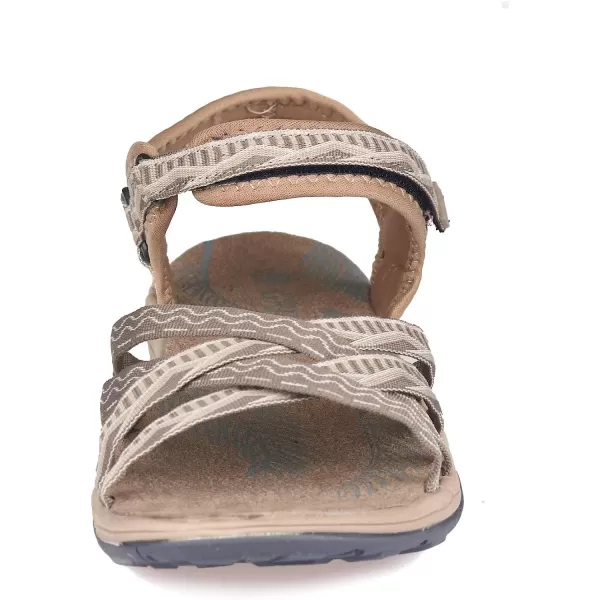 imageGRITION Women Hiking Sandals Wide Outdoor Girl Sport Summer Flat Beach Water Shoes Open Toe Adjustable Walking ShoesCoffeeSand