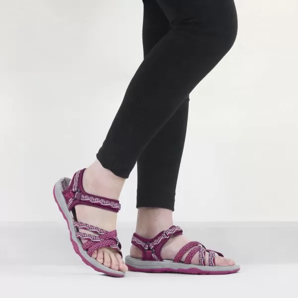 imageGRITION Women Hiking Sandals Wide Outdoor Girl Sport Summer Flat Beach Water Shoes Open Toe Adjustable Walking ShoesFuchsia