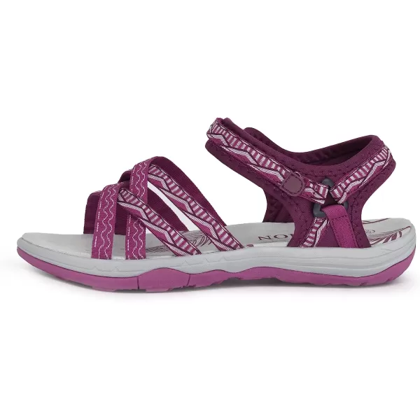 imageGRITION Women Hiking Sandals Wide Outdoor Girl Sport Summer Flat Beach Water Shoes Open Toe Adjustable Walking ShoesFuchsia