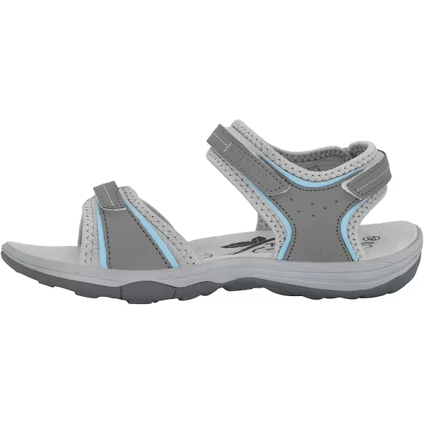 imageGRITION Women Hiking Sandals Wide Outdoor Girl Sport Summer Flat Beach Water Shoes Open Toe Adjustable Walking ShoesGrey