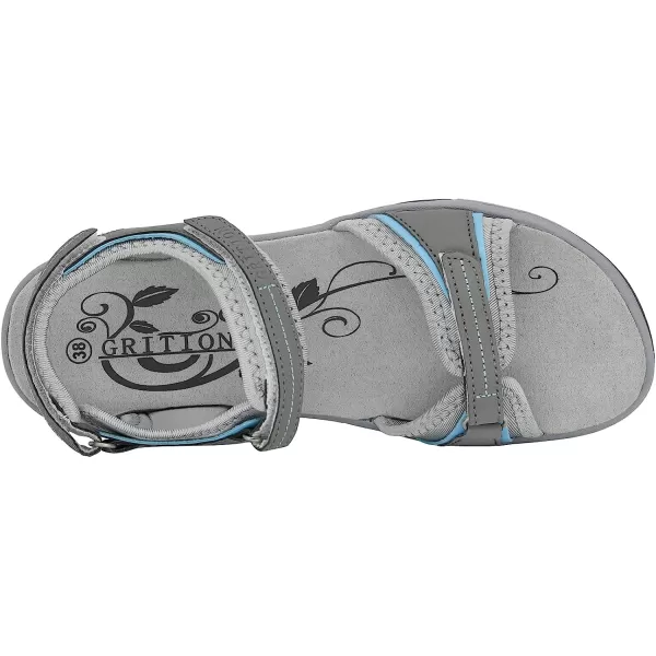 imageGRITION Women Hiking Sandals Wide Outdoor Girl Sport Summer Flat Beach Water Shoes Open Toe Adjustable Walking ShoesGrey