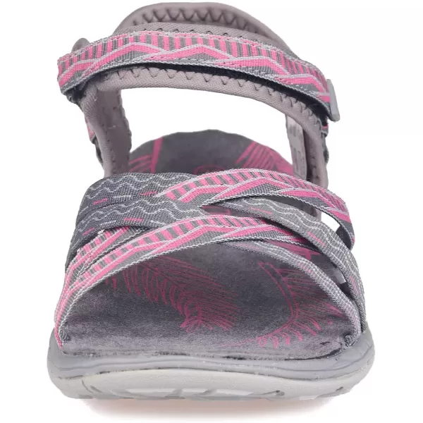 imageGRITION Women Hiking Sandals Wide Outdoor Girl Sport Summer Flat Beach Water Shoes Open Toe Adjustable Walking ShoesGreyPink