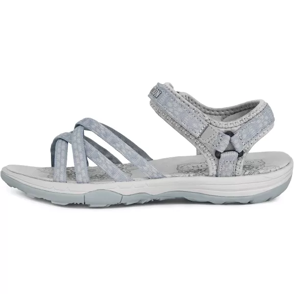 imageGRITION Women Hiking Sandals Wide Outdoor Girl Sport Summer Flat Beach Water Shoes Open Toe Adjustable Walking ShoesLight Blue
