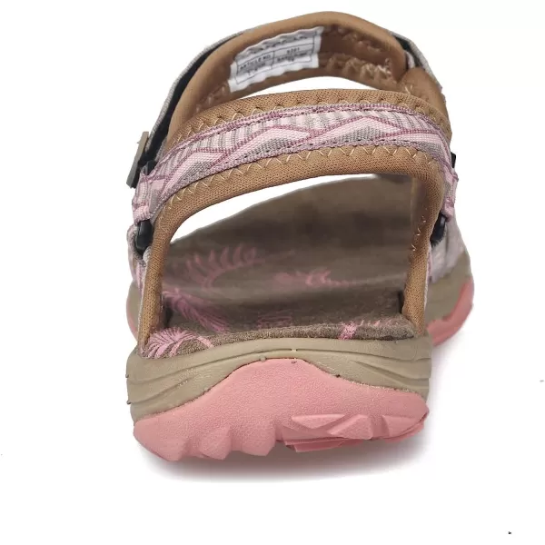 imageGRITION Women Hiking Sandals Wide Outdoor Girl Sport Summer Flat Beach Water Shoes Open Toe Adjustable Walking ShoesSandPink
