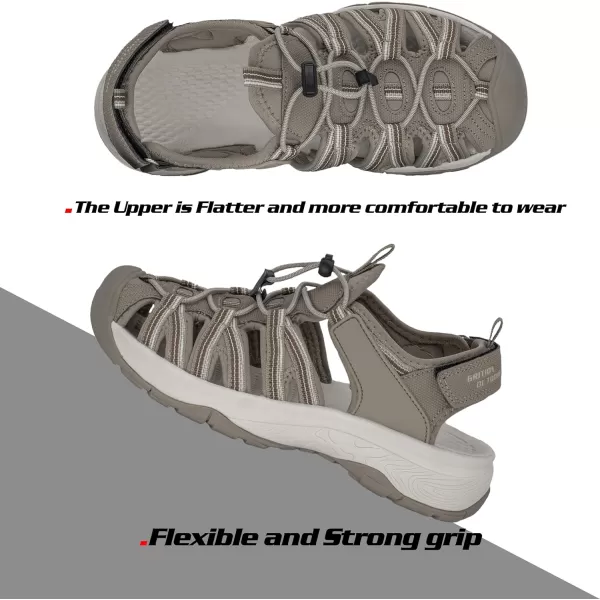 imageGRITION Women Outdoor Hiking Sandals Summer Adjustable Closed Toe Beach Sport Walking Shoes Blue Purple BeigeBeige Sandals