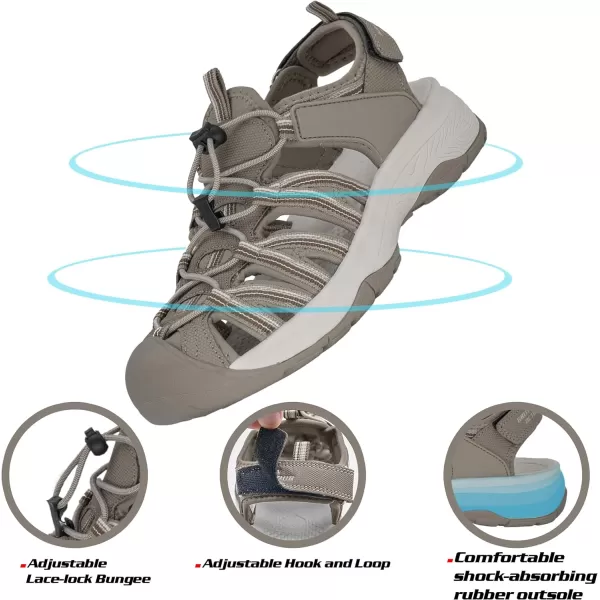 imageGRITION Women Outdoor Hiking Sandals Summer Adjustable Closed Toe Beach Sport Walking Shoes Blue Purple BeigeBeige Sandals